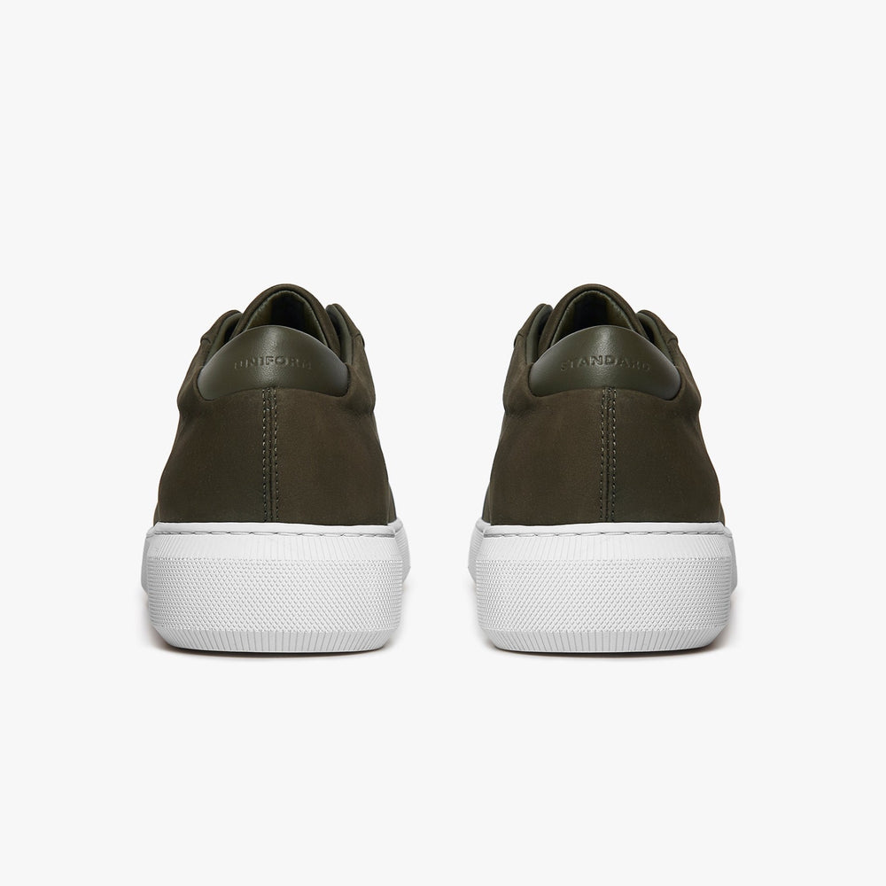 Uniform Standard Men's Series 8 minimalist nubuck leather sneaker in Green handcrafted in Portugal
