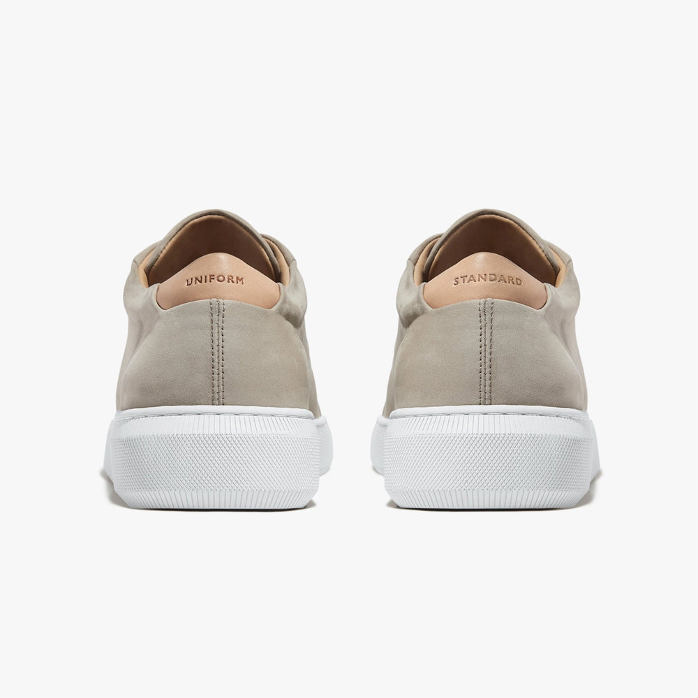 Uniform Standard Men's Series 8 minimalist nubuck leather sneaker in Beige handcrafted in Portugal