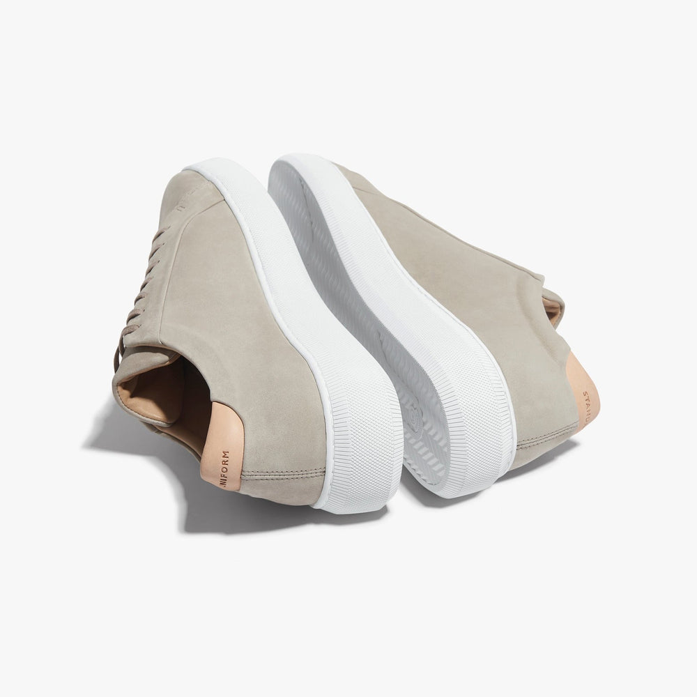 Uniform Standard Men's Series 8 minimalist nubuck leather sneaker in Beige handcrafted in Portugal