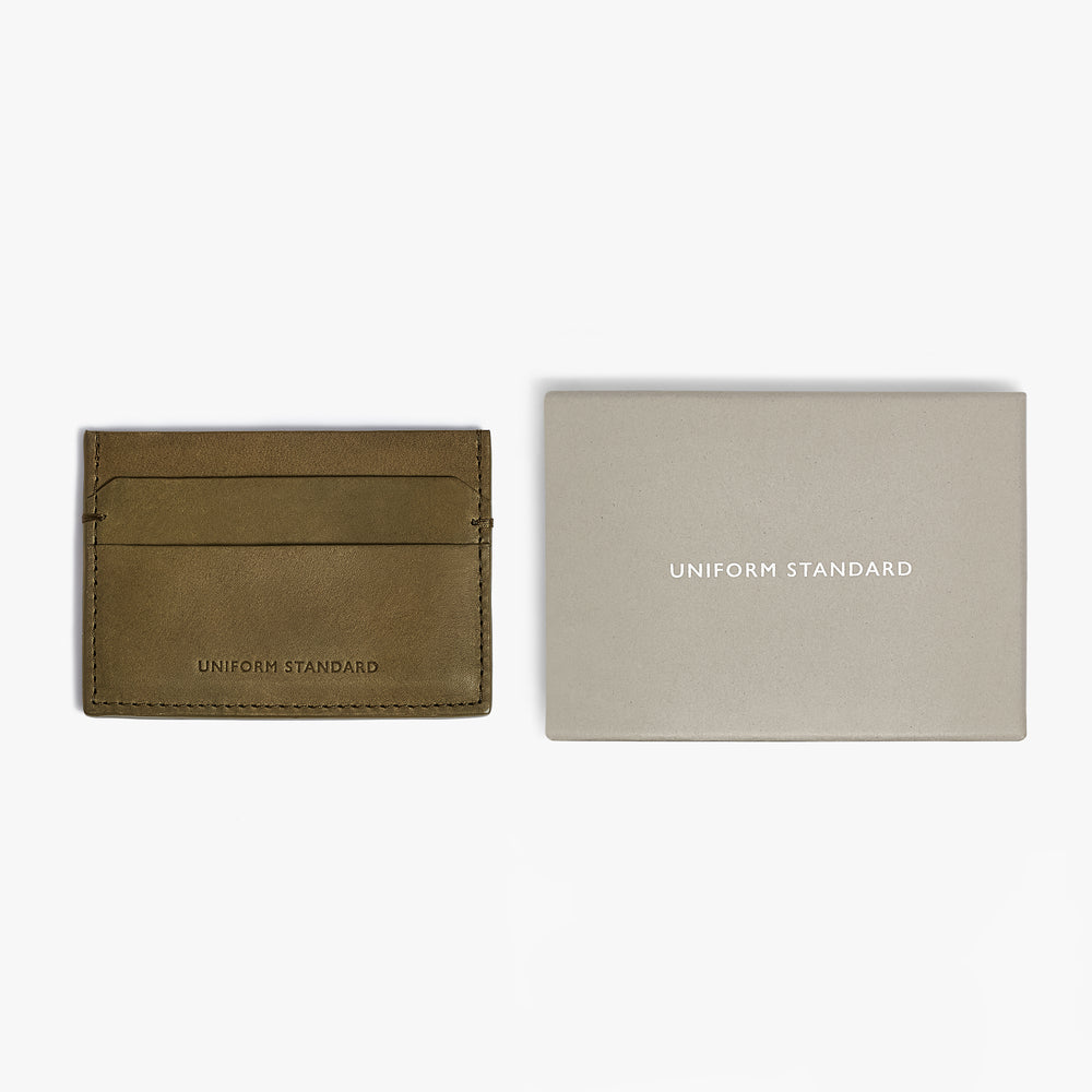 Uniform Standard premium leather cardholder in Green designed in East London