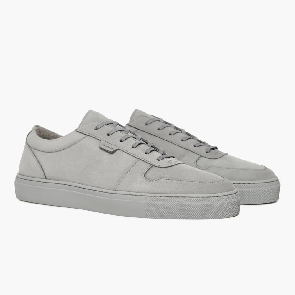 Uniform Standard Men's Series 6 minimalist nubuck leather sneaker in Grey handcrafted in Portugal