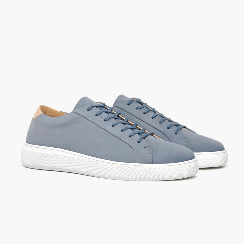 Uniform Standard Men's Series 8 minimalist nubuck leather sneaker in Blue handcrafted in Portugal