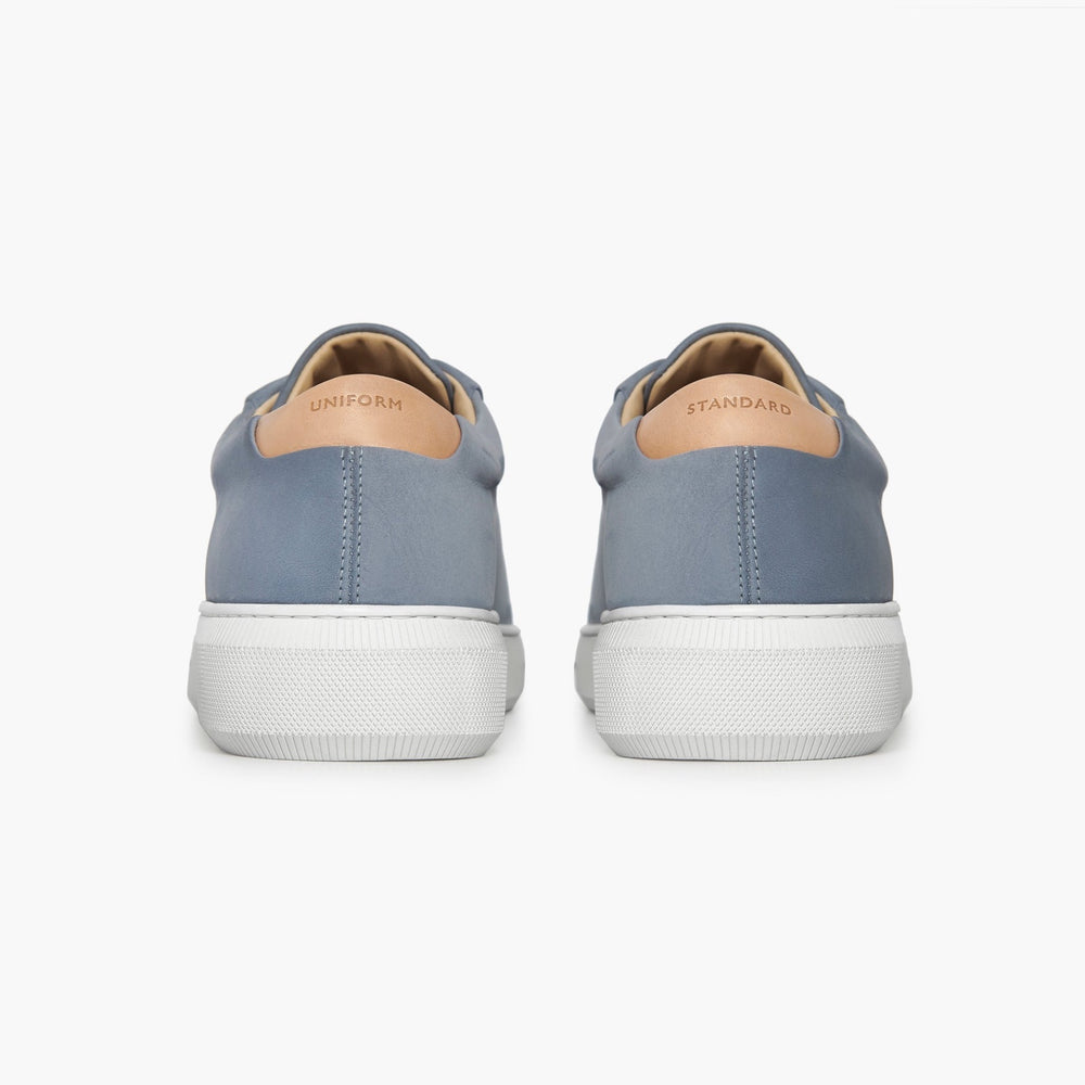 Uniform Standard Men's Series 8 minimalist nubuck leather sneaker in Blue handcrafted in Portugal