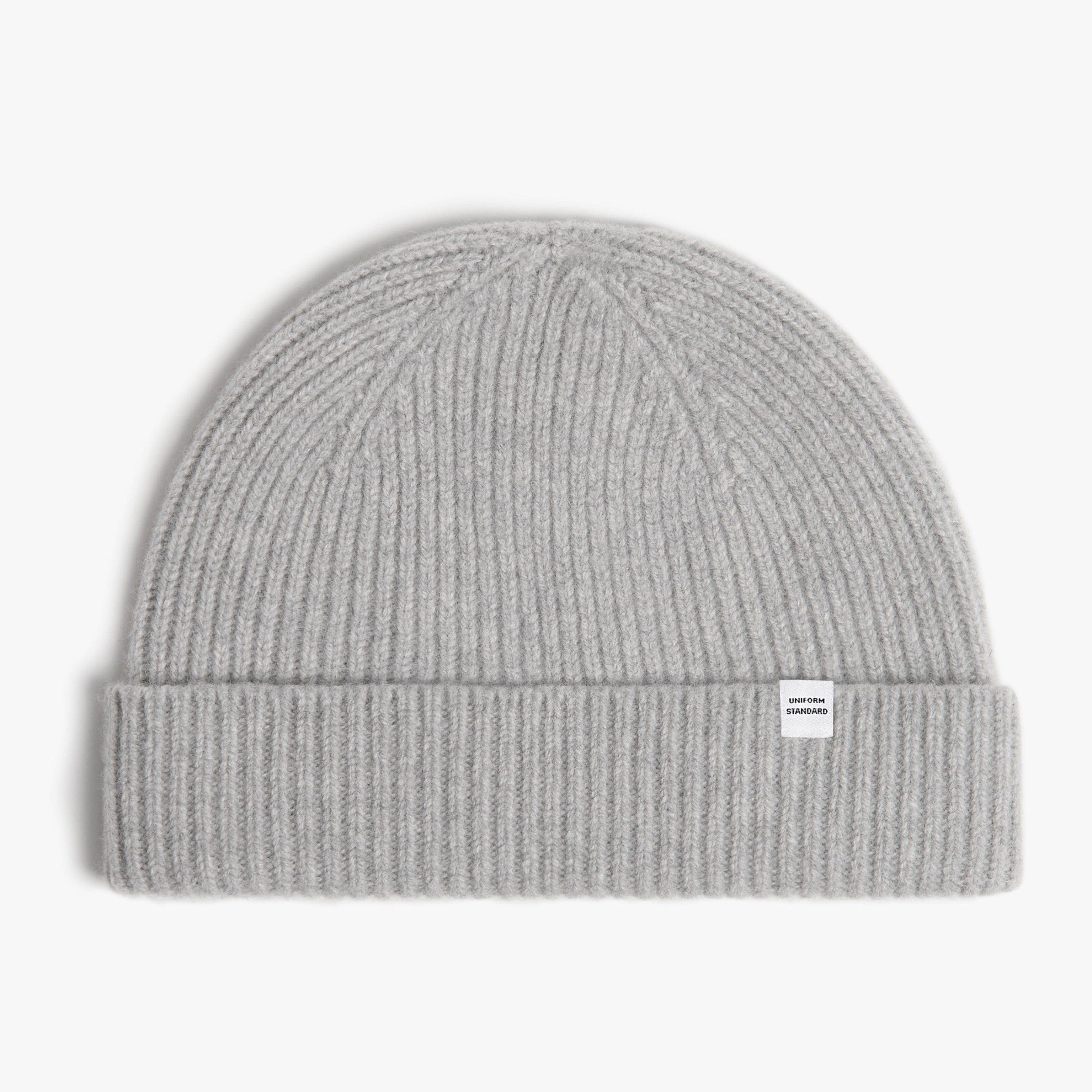 Short Merino Wool Rib Beanie Ghost Melange