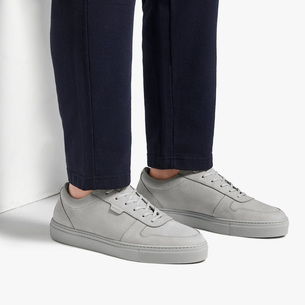 Uniform Standard Men's Series 6 minimalist nubuck leather sneaker in Grey handcrafted in Portugal