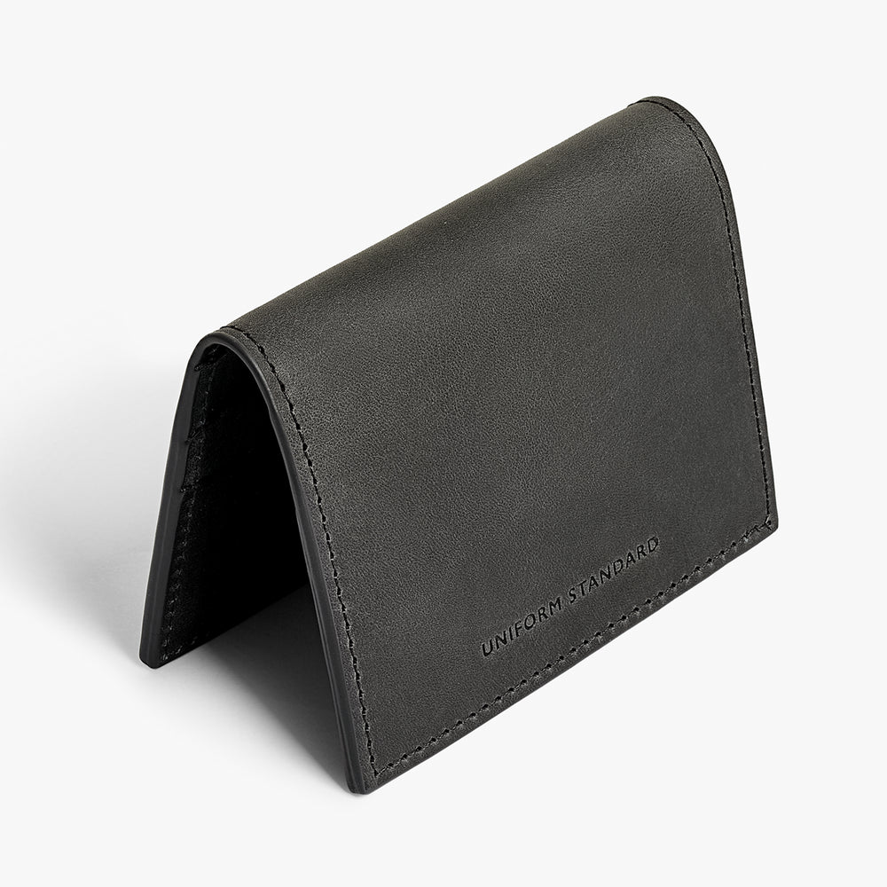 Uniform Standard premium leather cardholder in Grey designed in East London