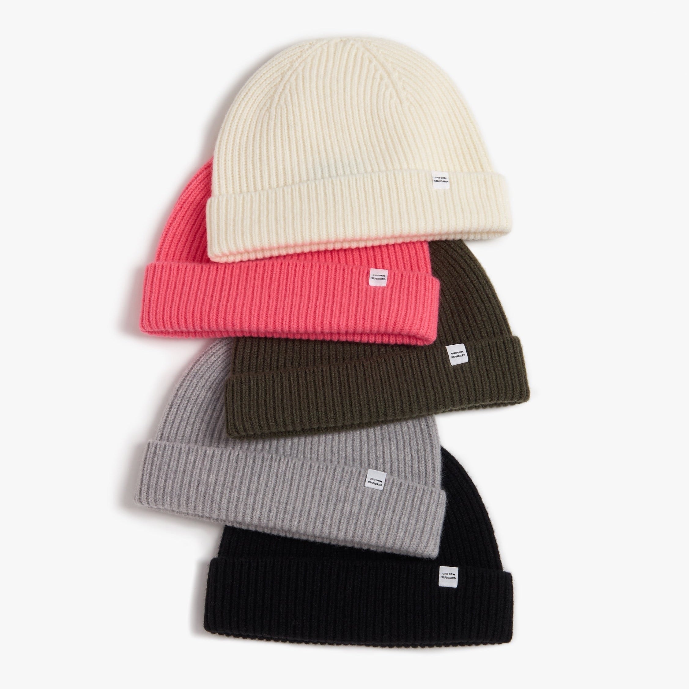 Short Merino Wool Rib Beanie Ghost Melange