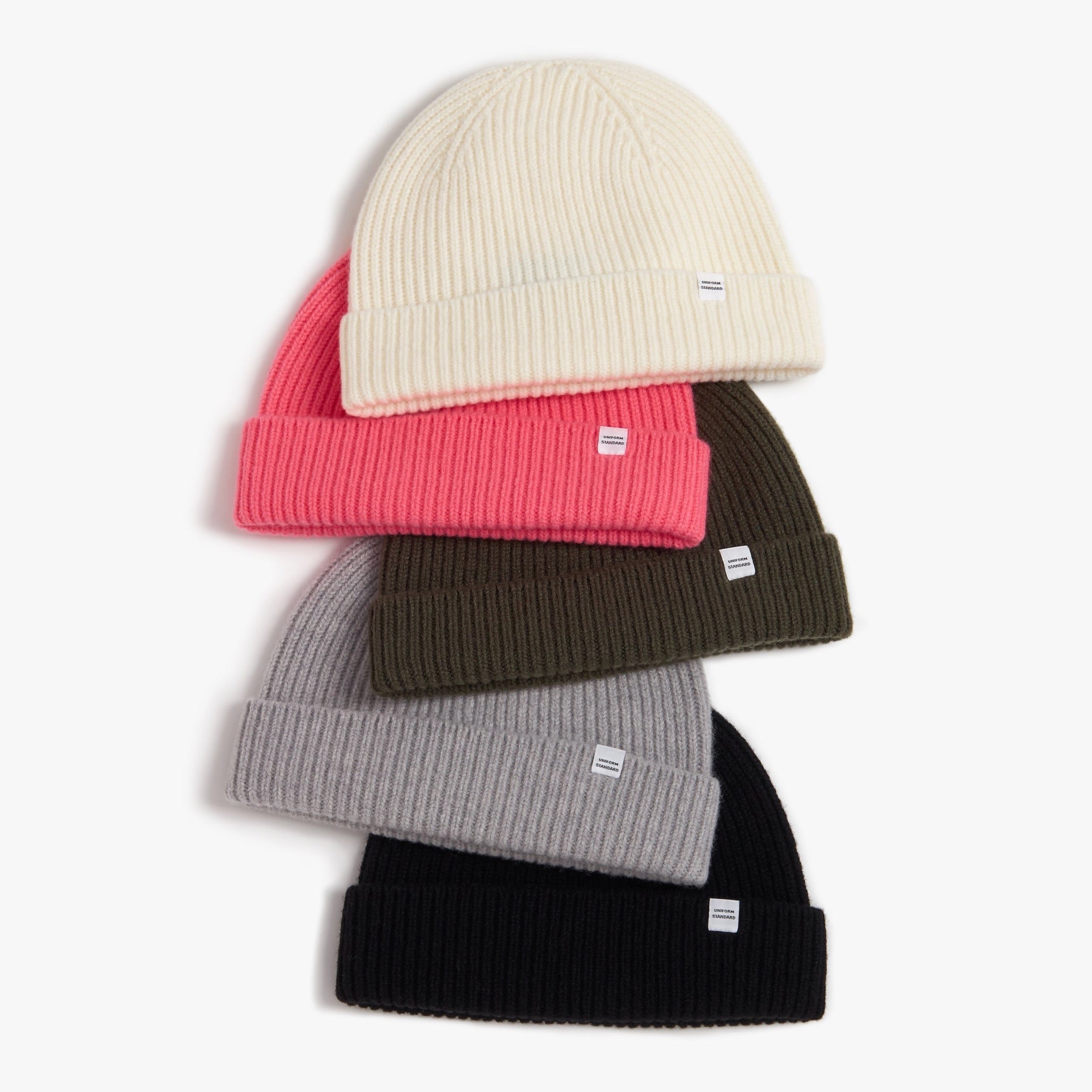 Short Merino Wool Rib Beanie Coral