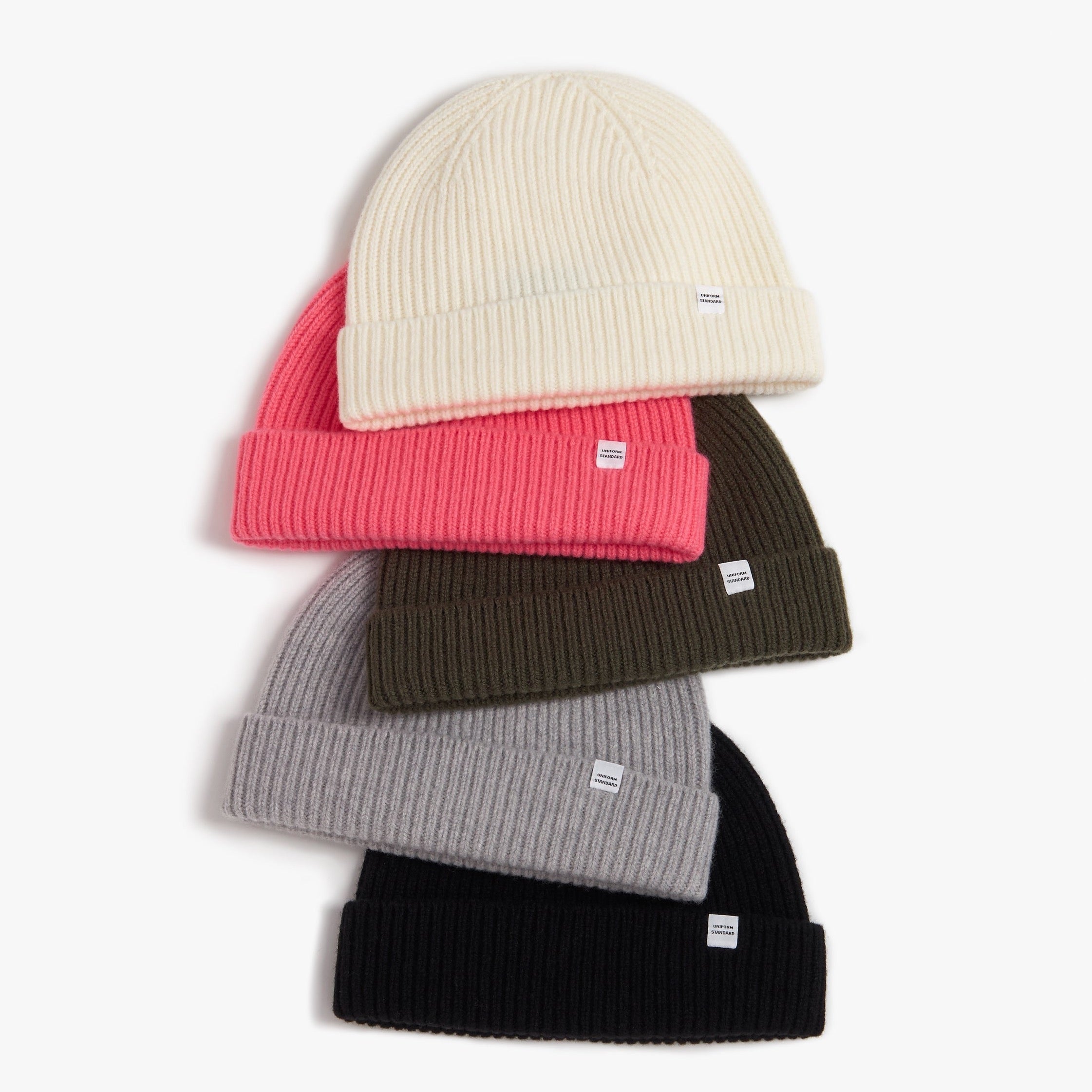 Short Merino Wool Rib Beanie Black