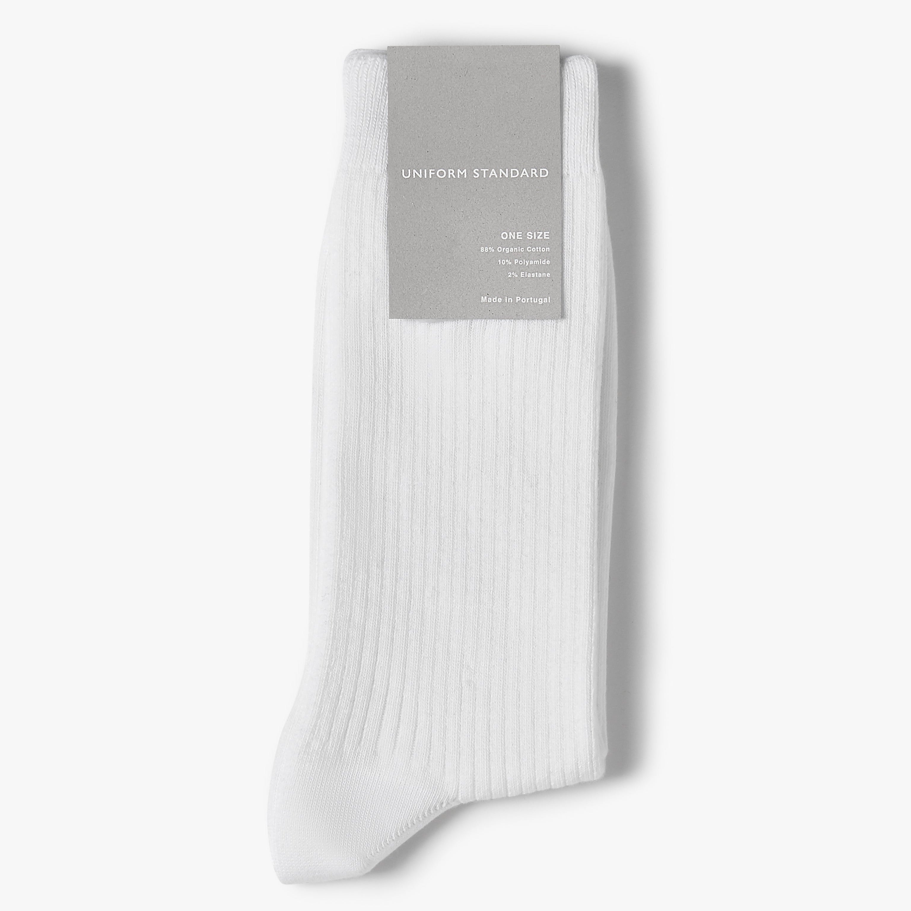 Organic Cotton Rib Sock White Mens