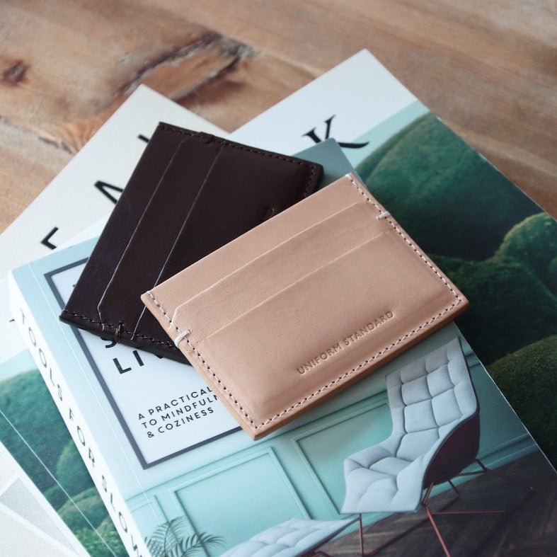 Uniform Standard premium leather cardholder in Natural designed in East London