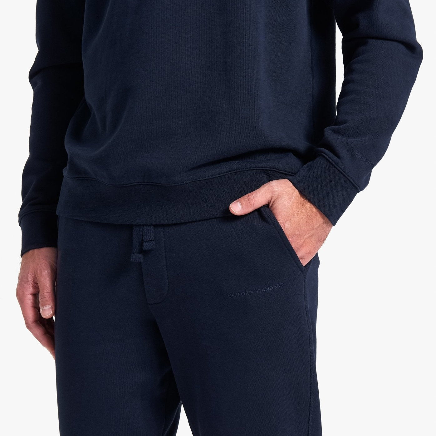 Uniform Standard Men's minimalist trousers in Blue designed in East London