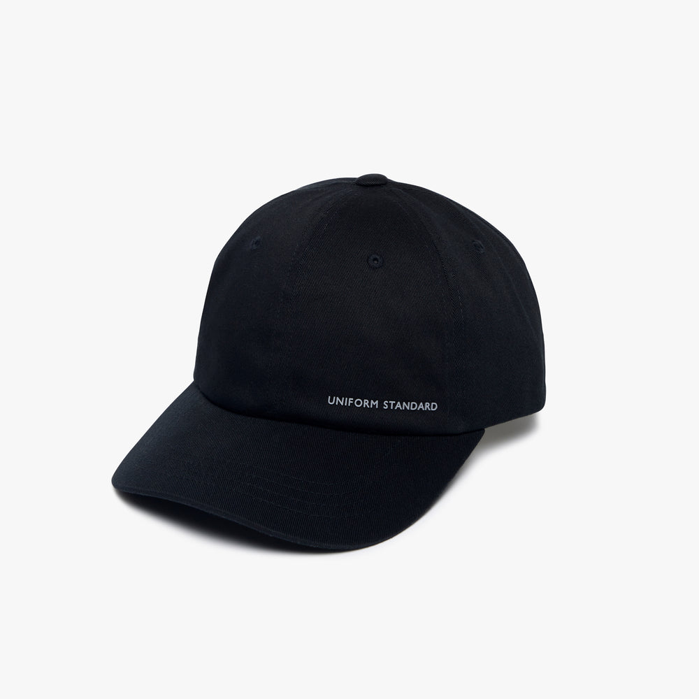 Uniform Standard minimalist cap in Black designed in East London