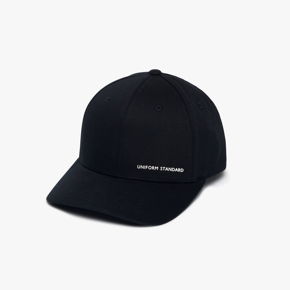 Uniform Standard minimalist cap in Black designed in East London