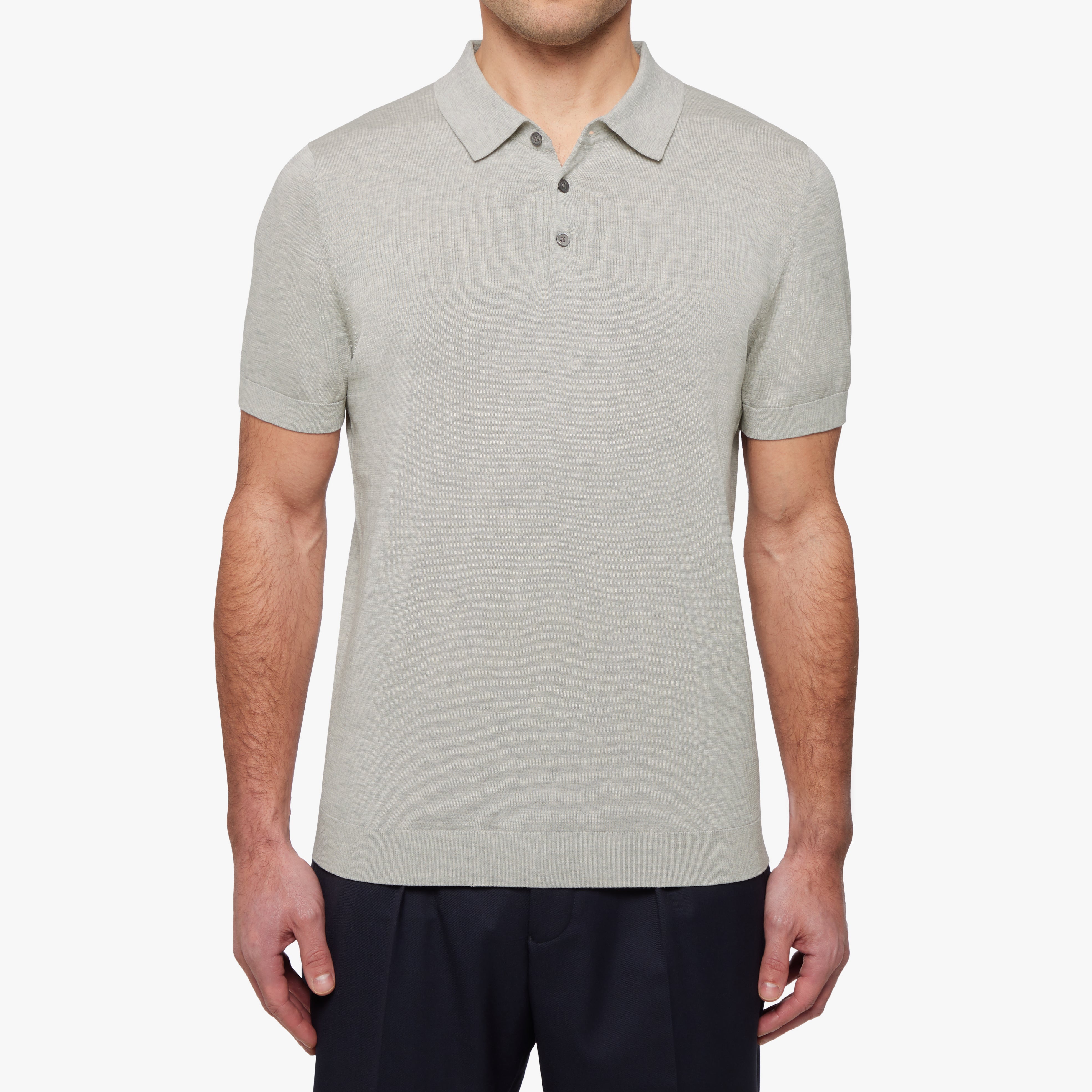 Button polo grey melange