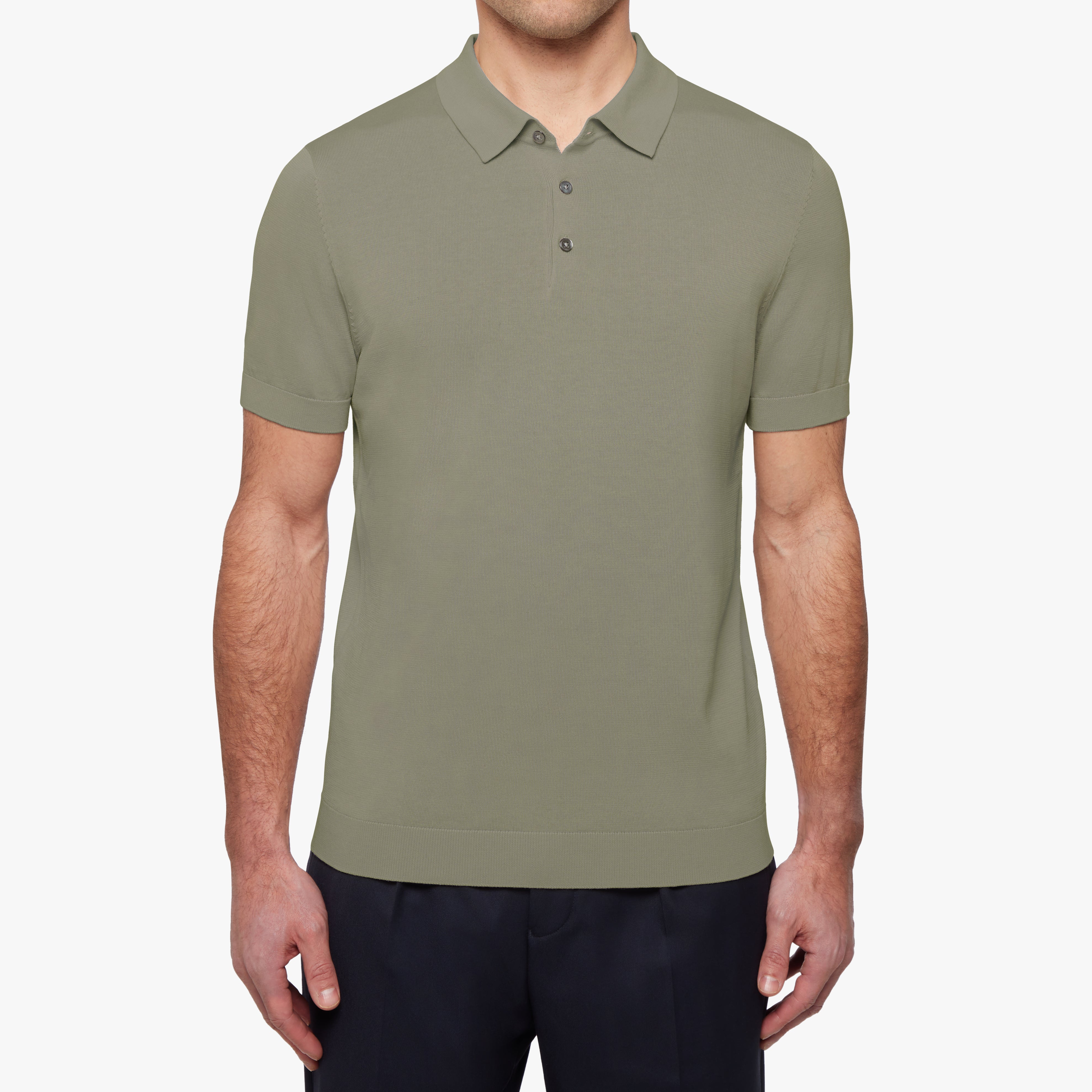 Men's Sage Cotton Silk Button Polo Shirt | Uniform Standard