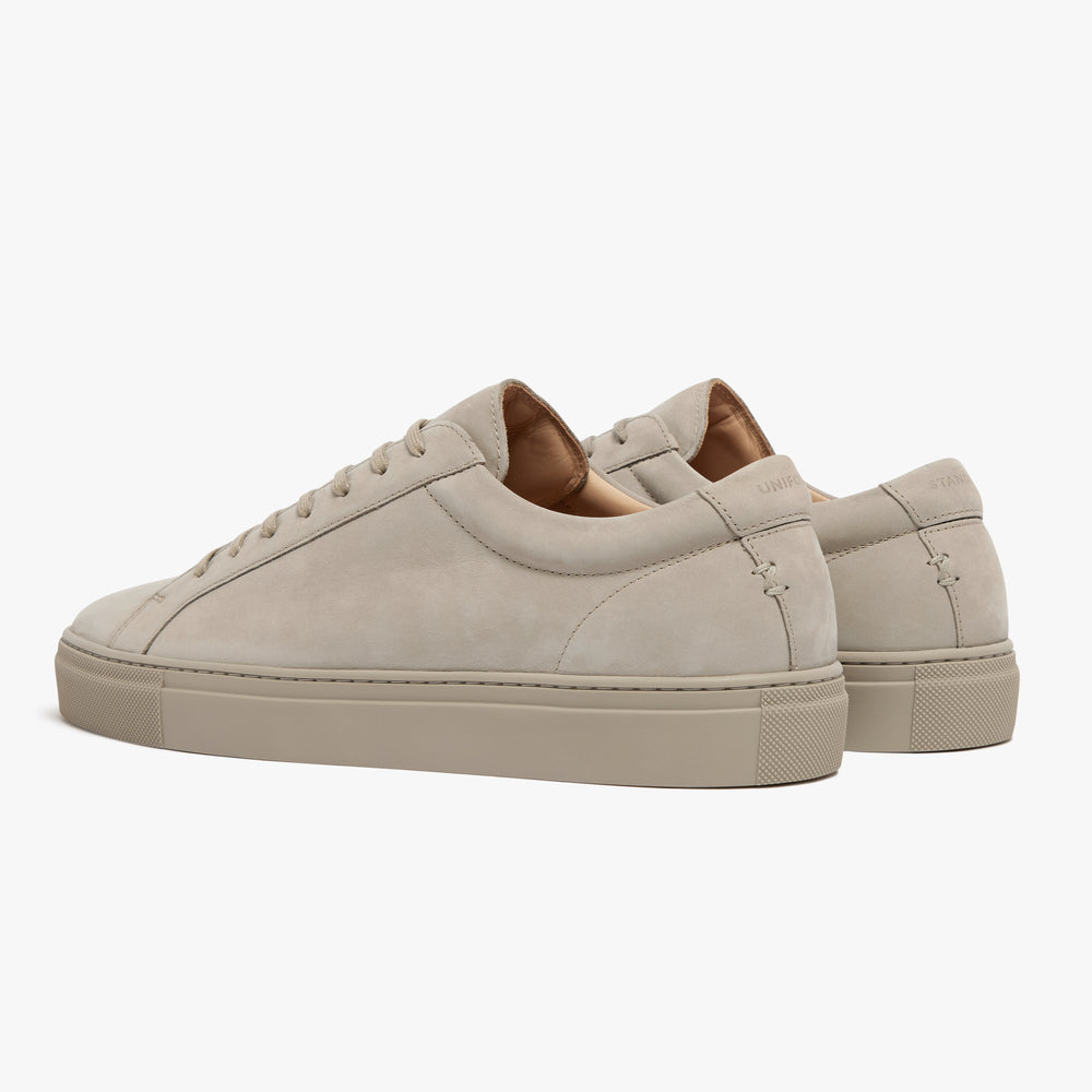 Uniform Standard Men's Series 1 minimalist nubuck leather sneaker in Beige handcrafted in Portugal