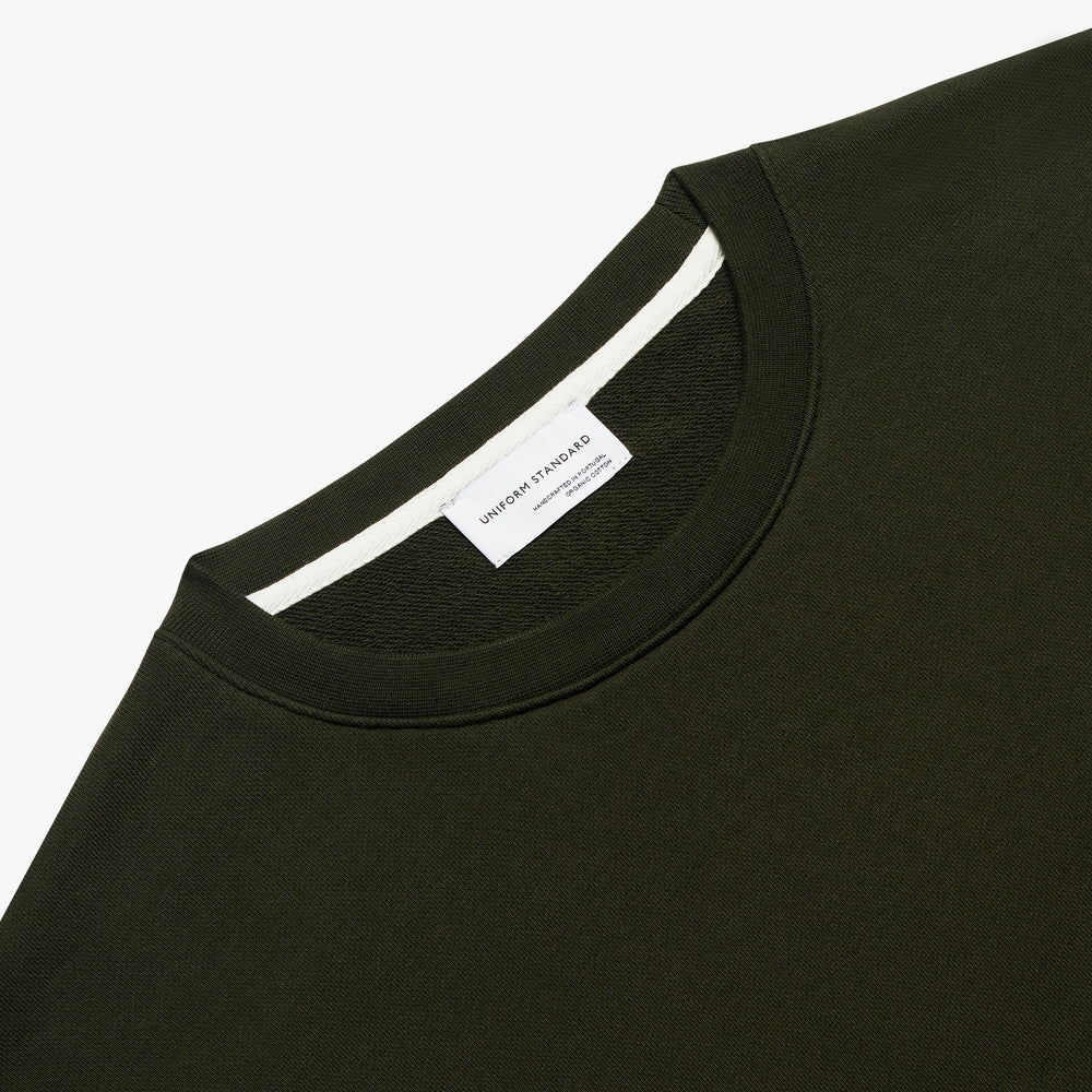 Uniform Standard Men's minimalist sweatshirt in Green designed in East London