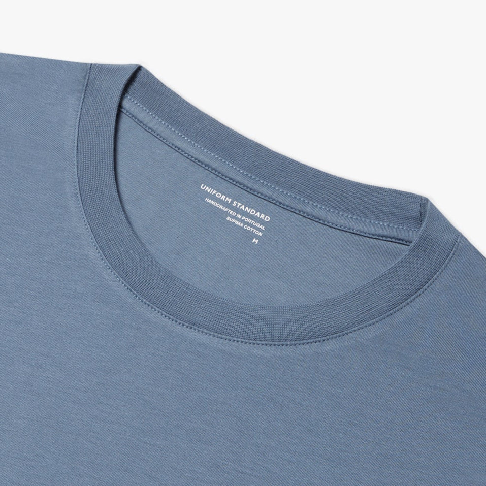 Uniform Standard Men's organic cotton minimalist t-shirt in Blue