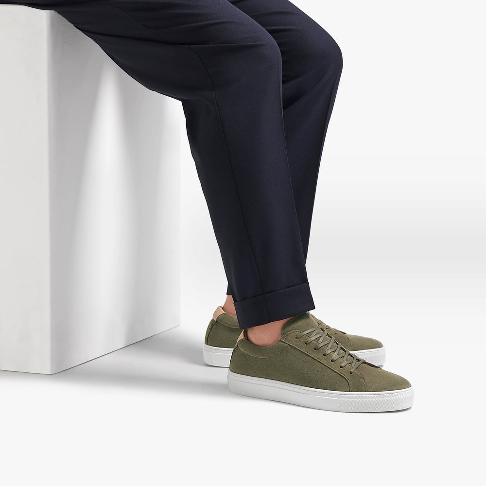 Uniform Standard Men's Series 1 minimalist suede sneaker in Green handcrafted in Portugal