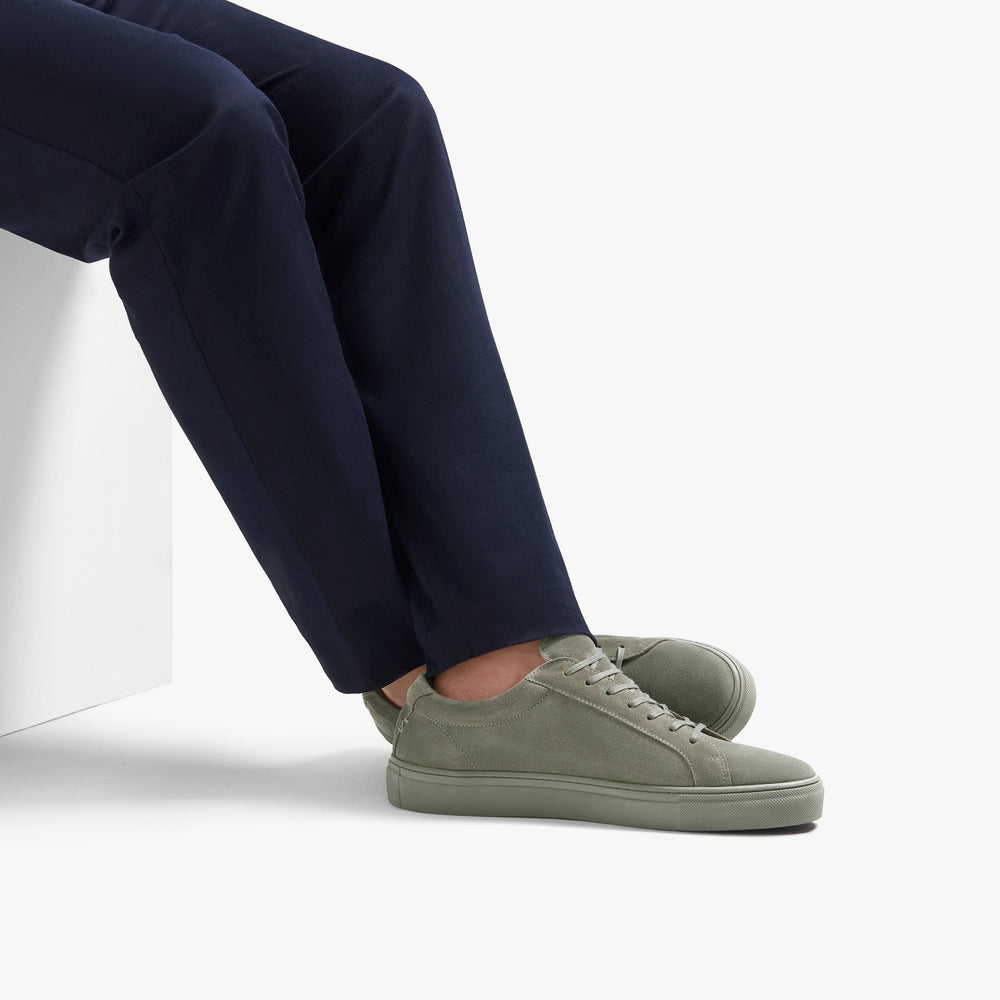 Uniform Standard Men's Series 1 minimalist suede sneaker in Green handcrafted in Portugal