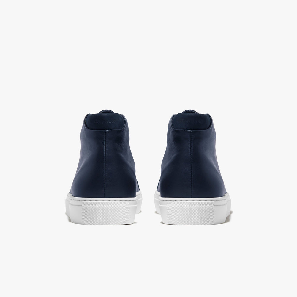 Uniform Standard Men's Series 4 mid top minimalist leather sneaker in Blue handcrafted in Portugal