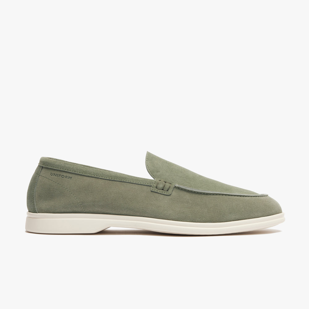 Uniform Standard Men's minimalist leather loafer in Green handcrafted in Portugal