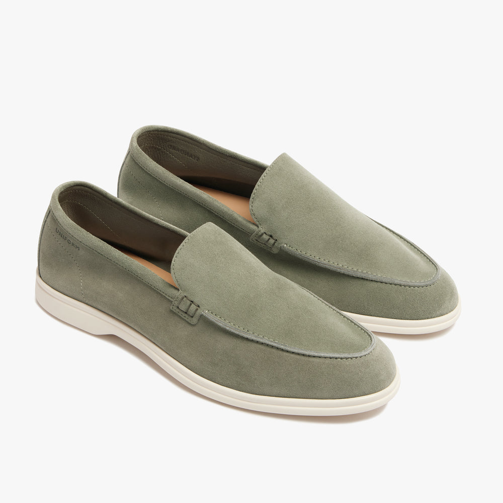 Uniform Standard Men's minimalist leather loafer in Green handcrafted in Portugal