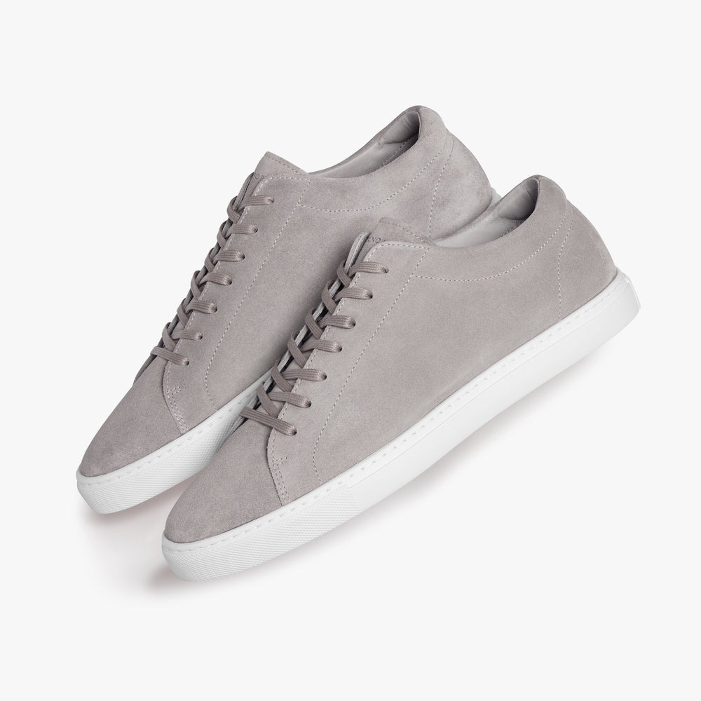 Uniform Standard Grey Suede sneaker flat lay