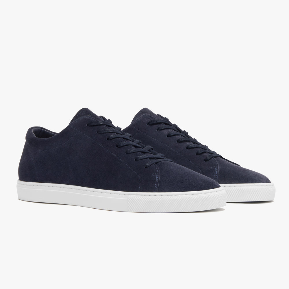 Men's Navy Suede Relaxed Sneaker side profile