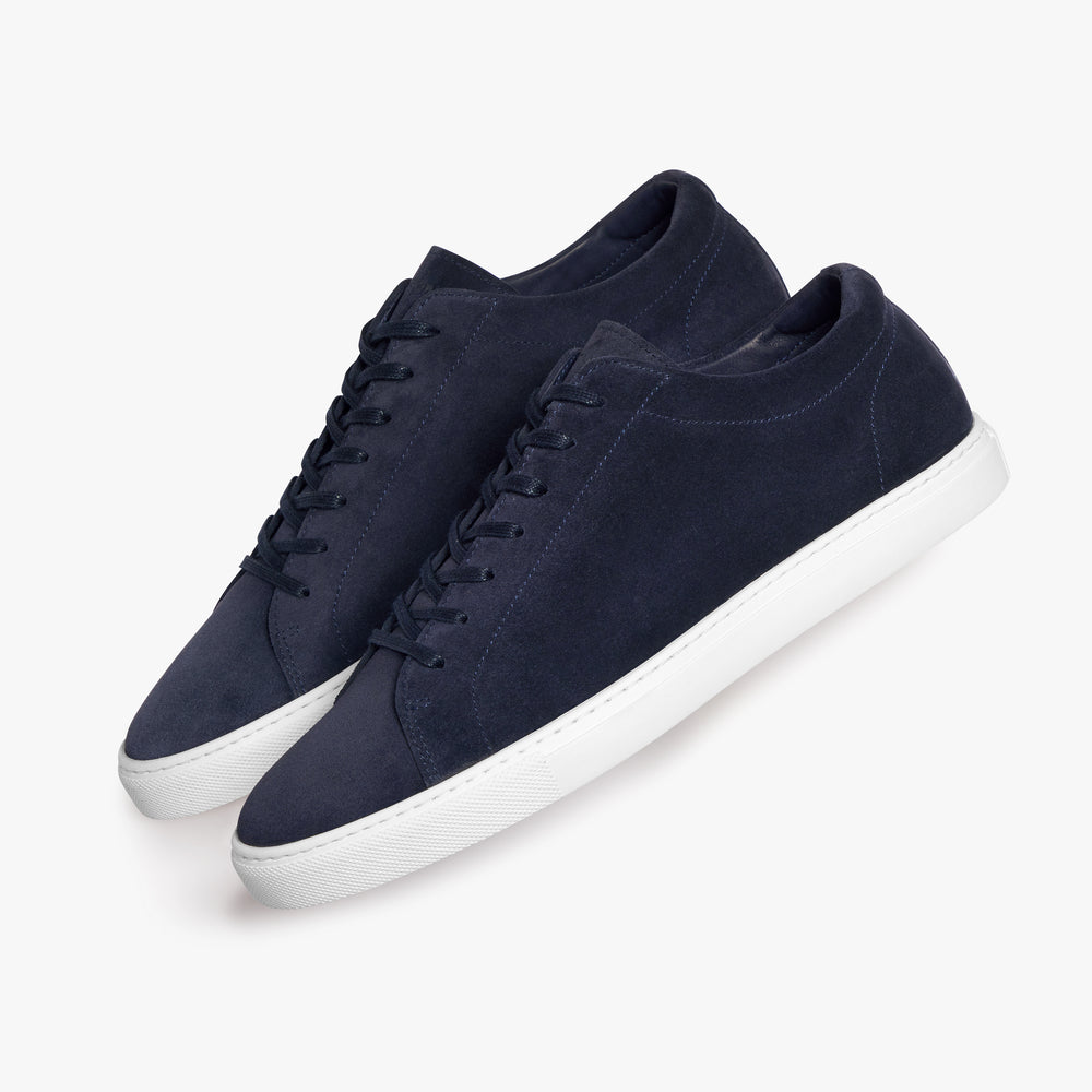 Uniform Standard Navy Suede sneaker flat lay