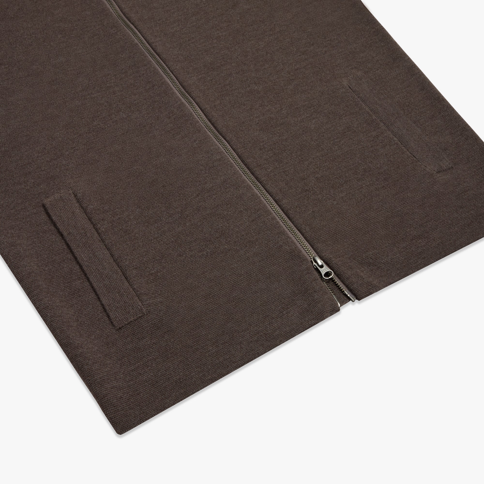 Merino Wool Full Zip Cardigan Mocha Mens
