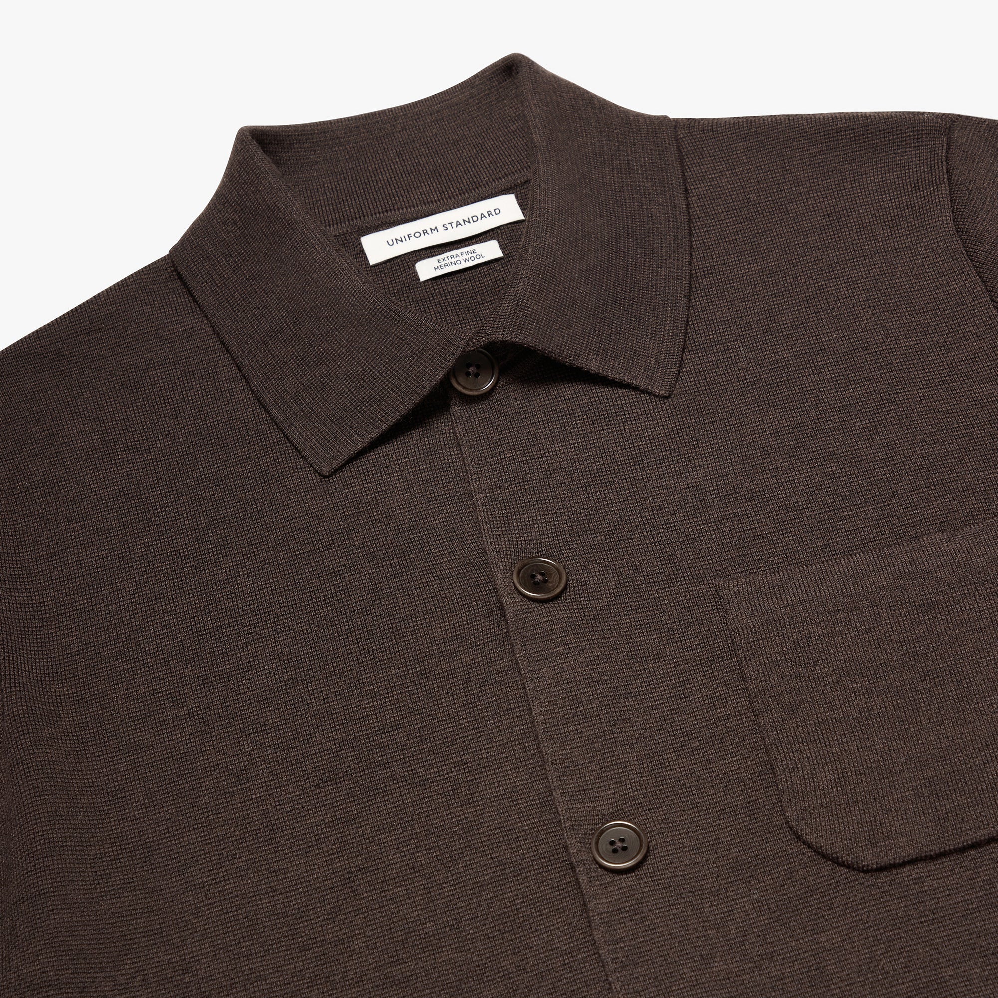 Merino Wool Knit Overshirt Espresso Mens