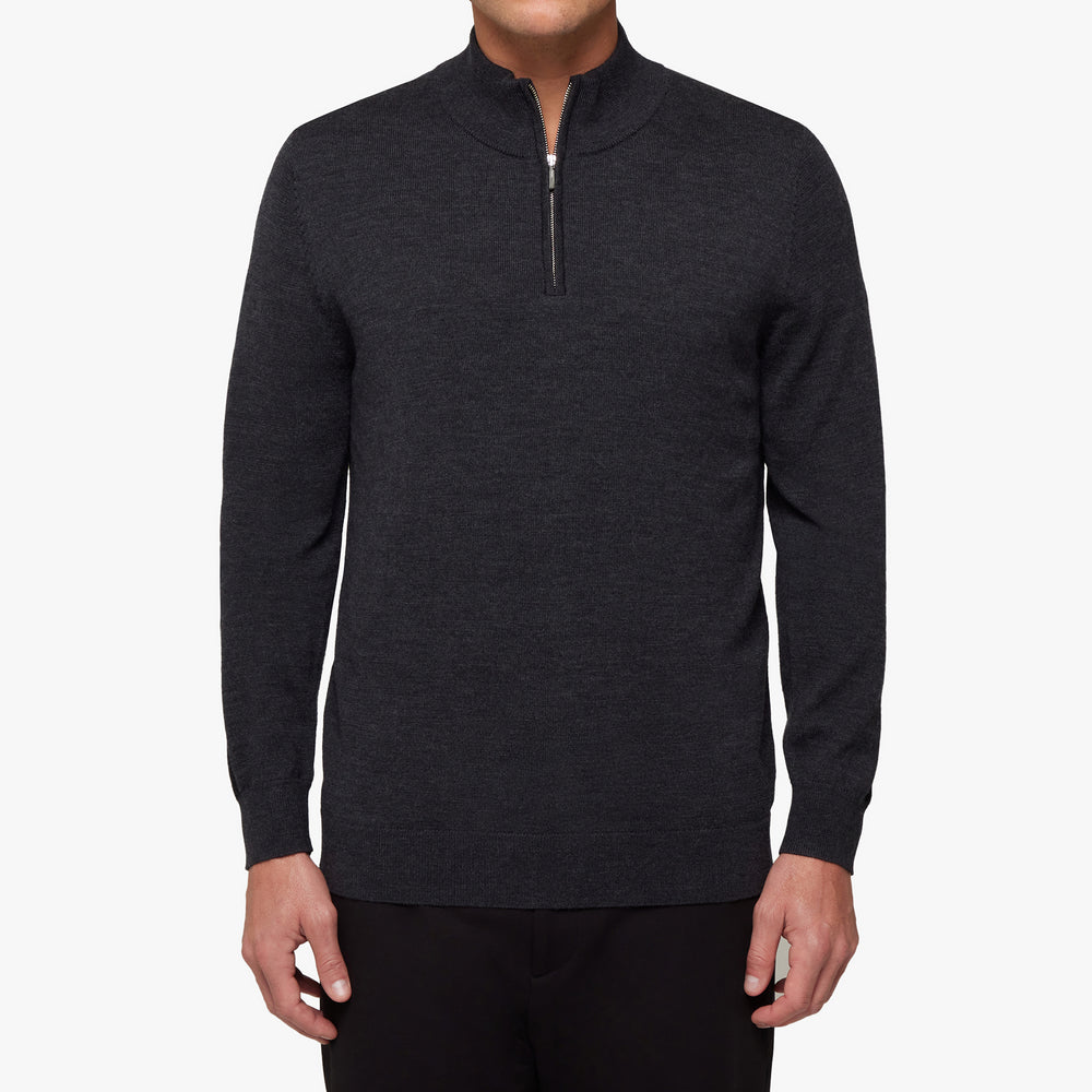 Men's Shadow Melange Merino Wool Silk Quarter Zip | Uniform Standard