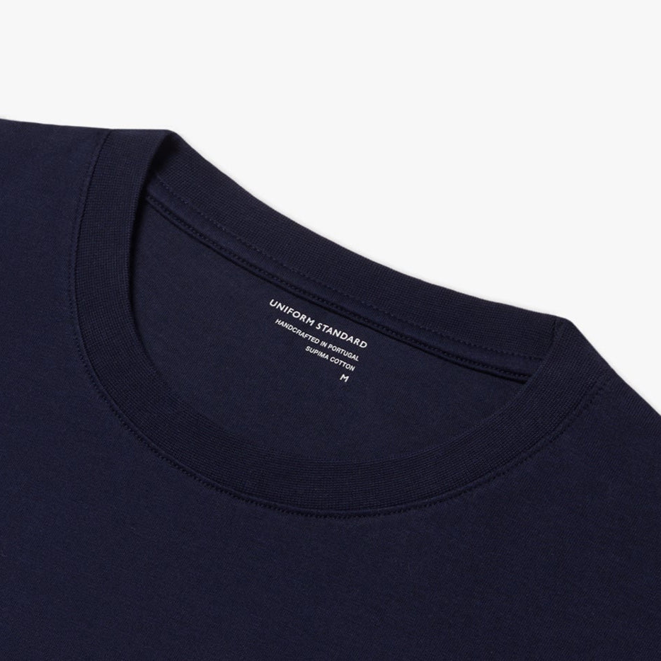 Uniform Standard Men's organic cotton minimalist t-shirt in Blue