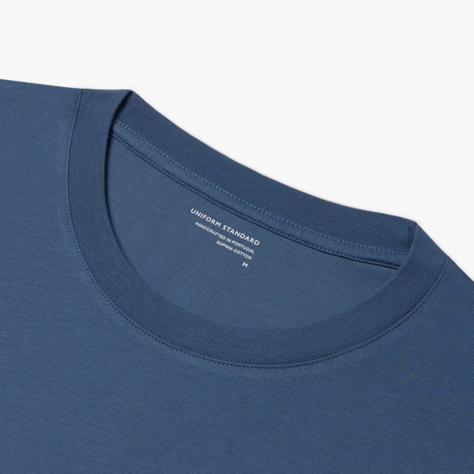 Uniform Standard Men's organic cotton minimalist t-shirt in Blue