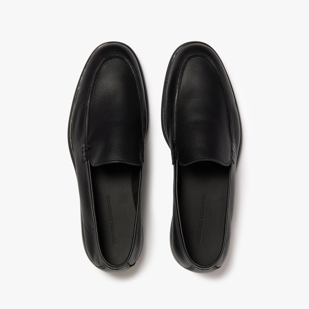 Uniform Standard Men's minimalist leather loafer in Black handcrafted in Portugal
