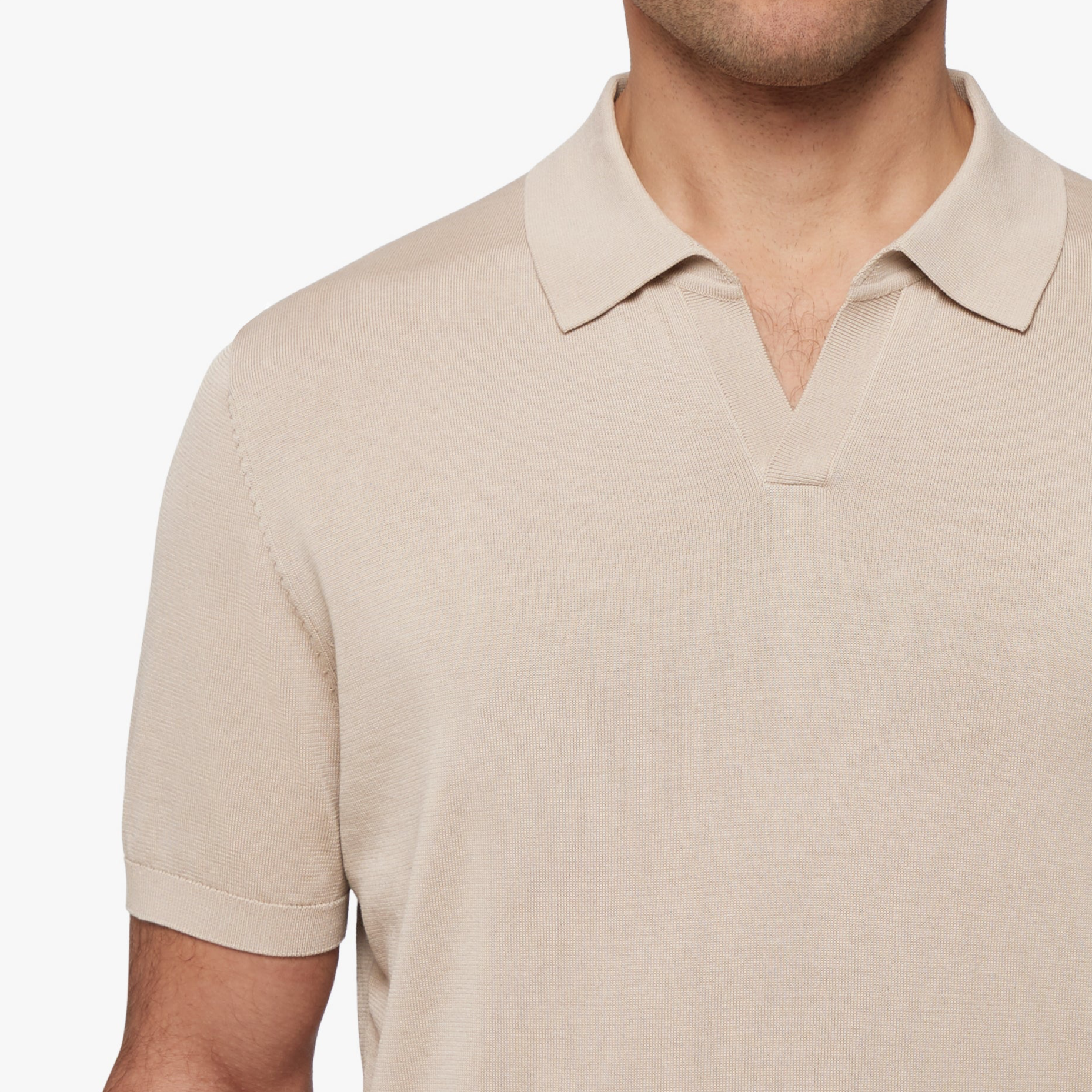 Cotton Silk Relaxed Polo Clay Mens