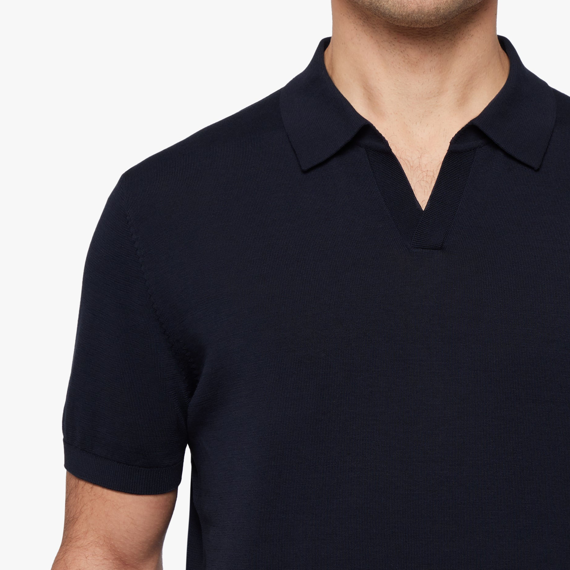 Cotton silk relaxed polo Navy