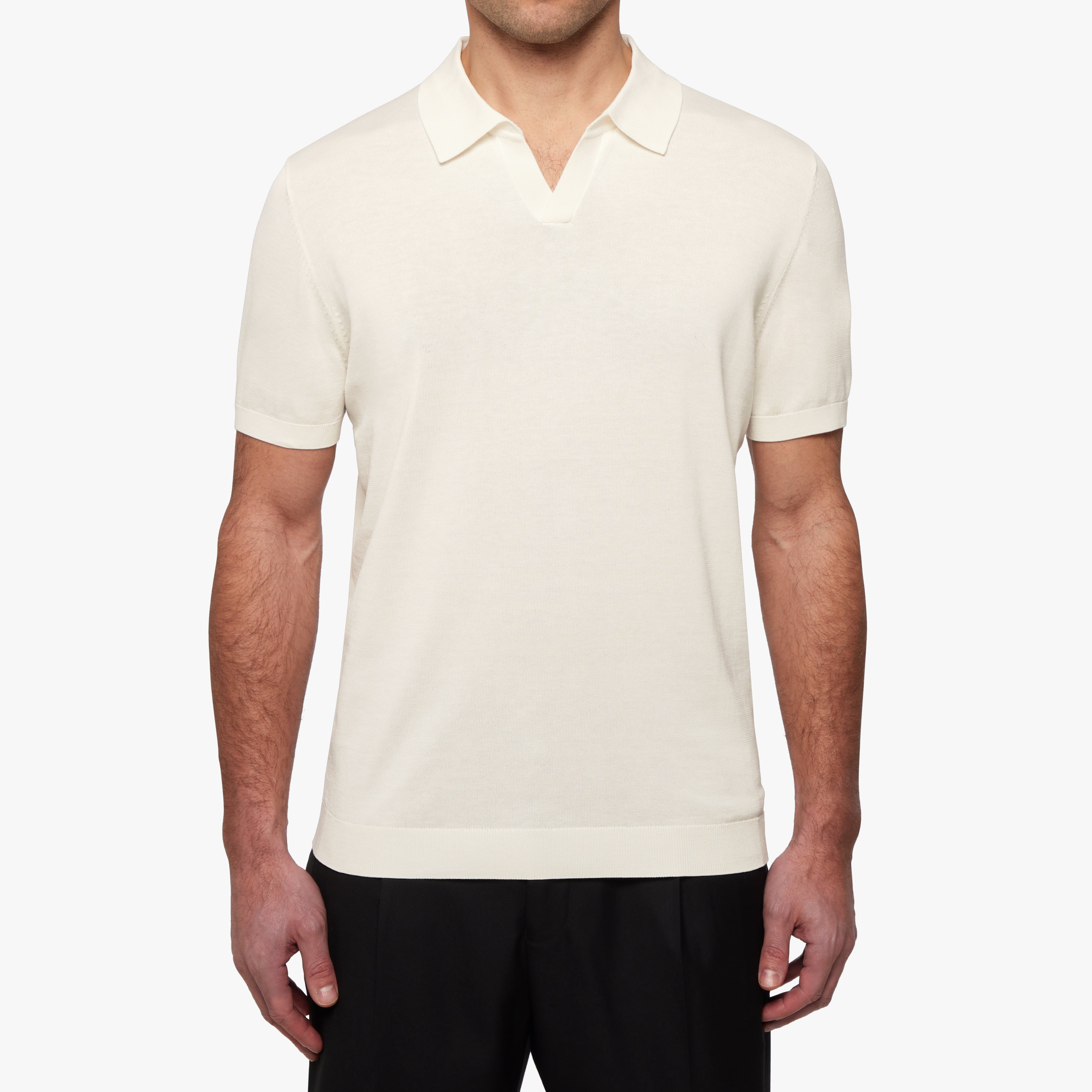 Cotton silk relaxed polo off white 