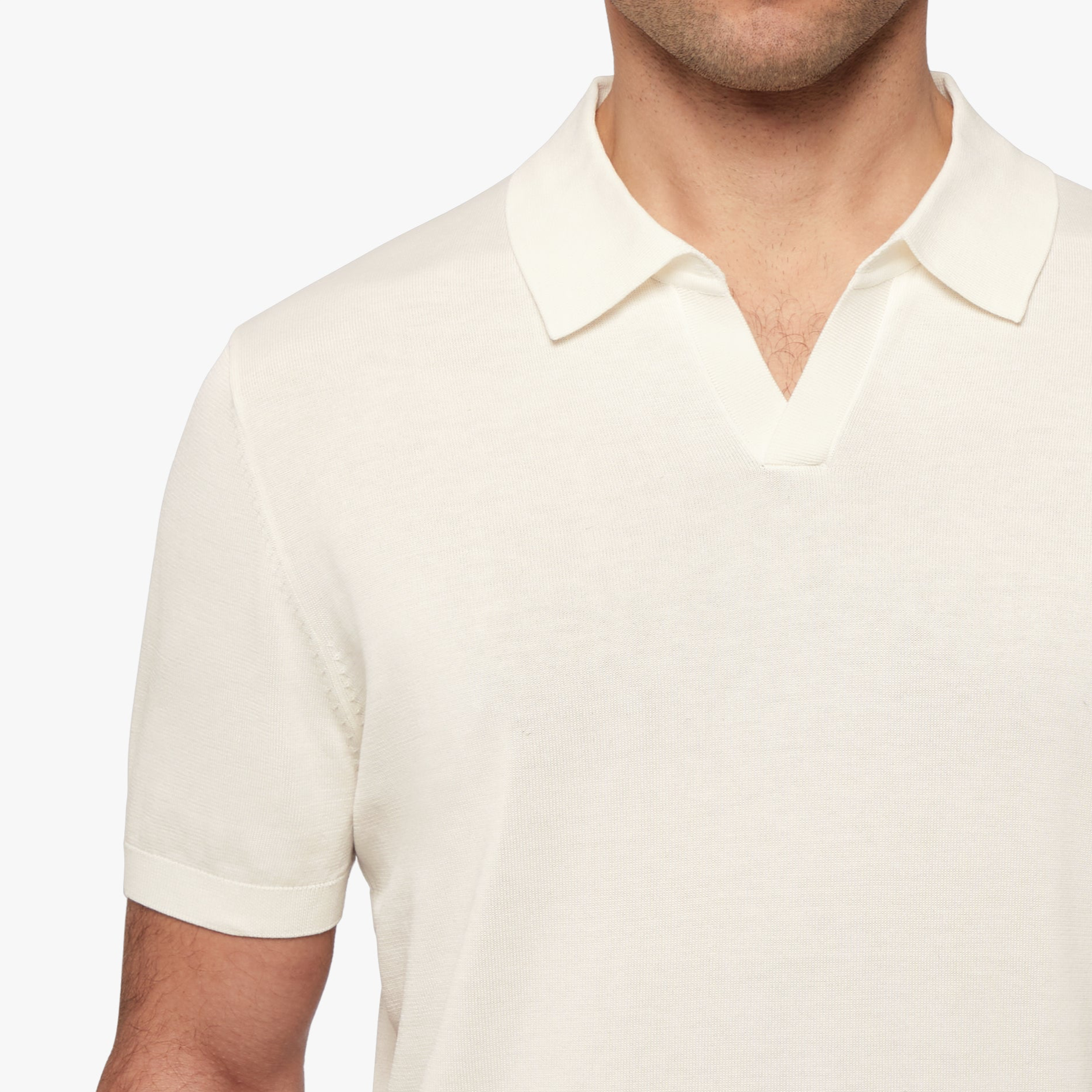 Cotton Silk Relaxed Polo Off White Mens