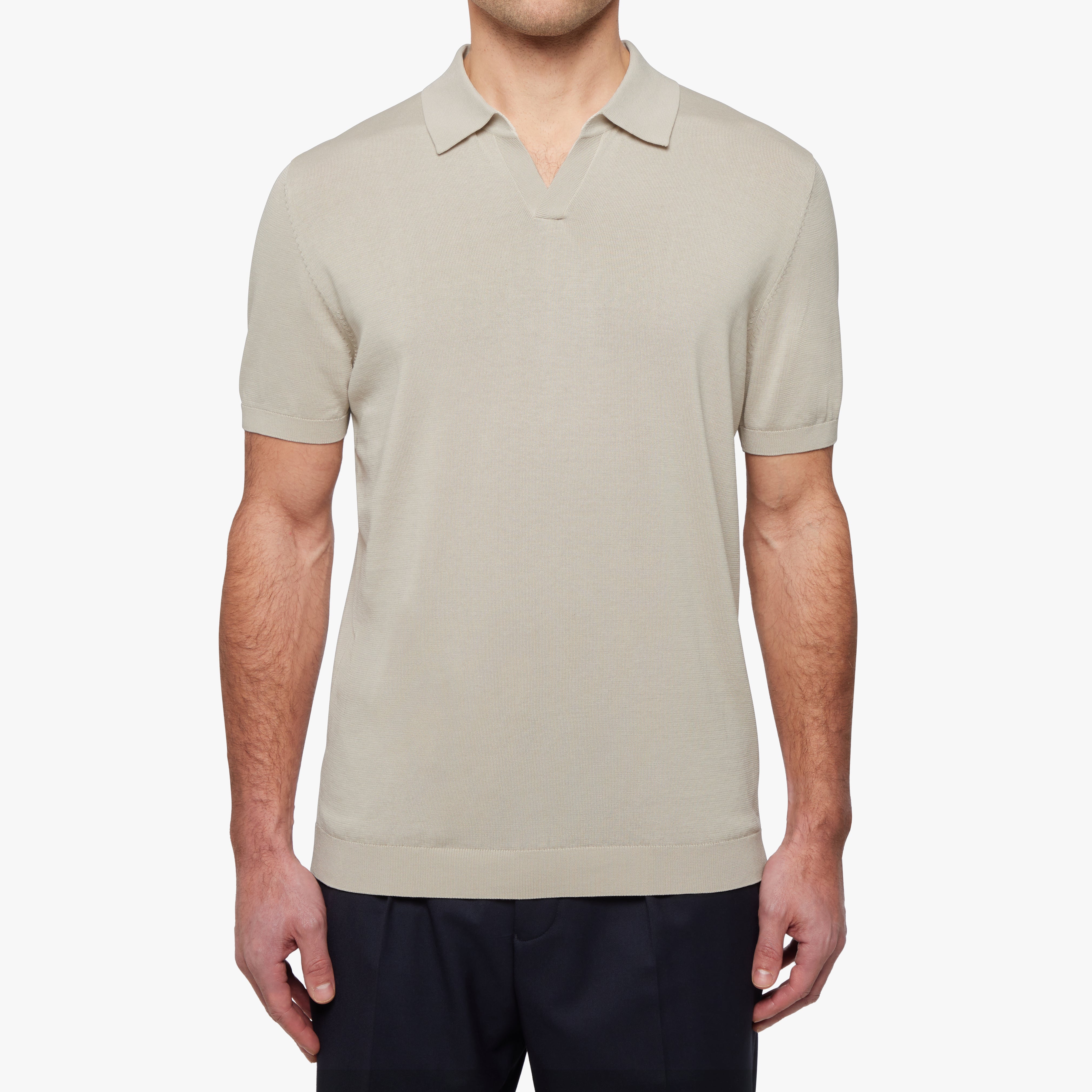 Cotton silk relaxed polo oyster 