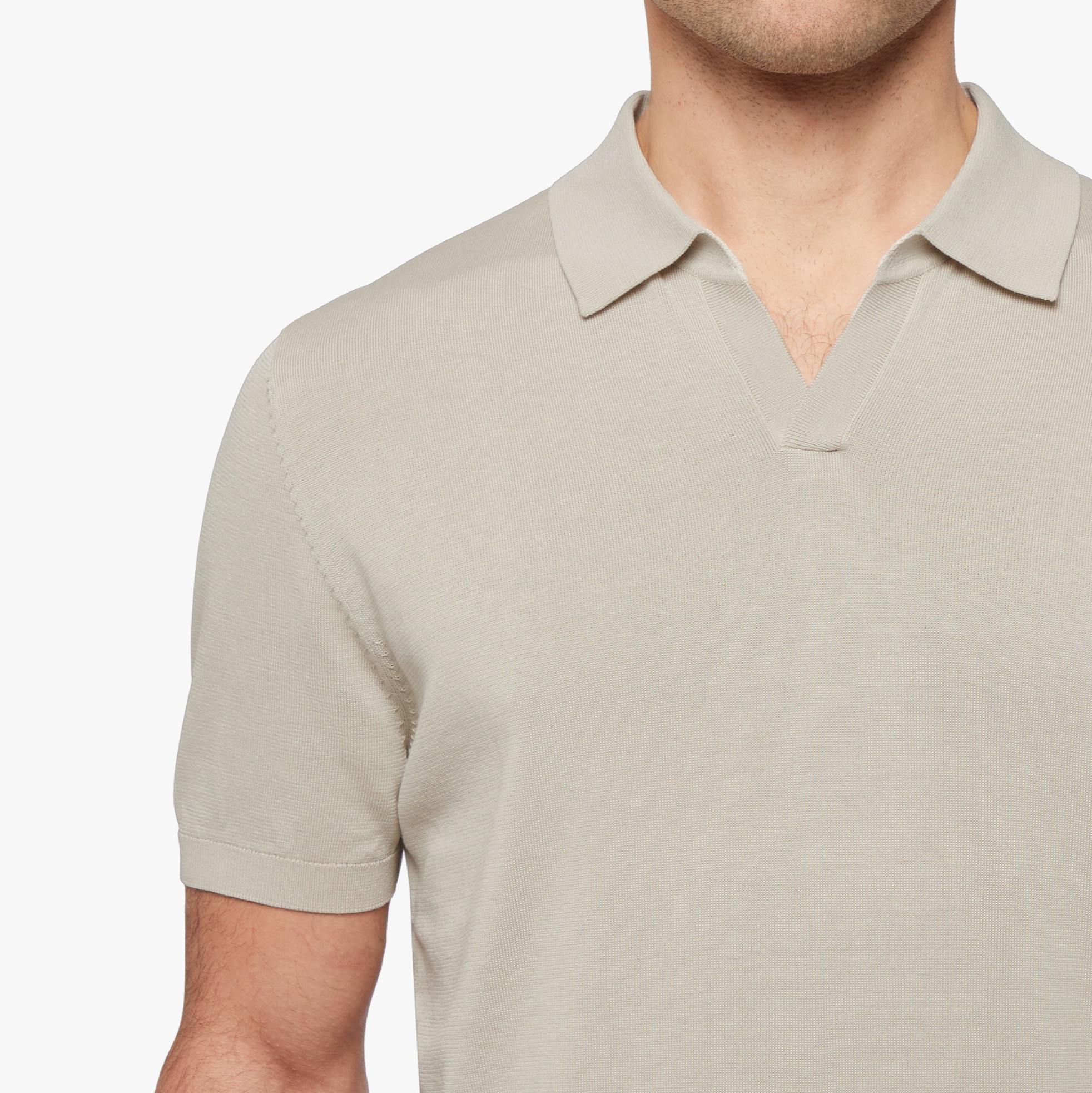 Cotton Silk Relaxed Polo Oyster Mens