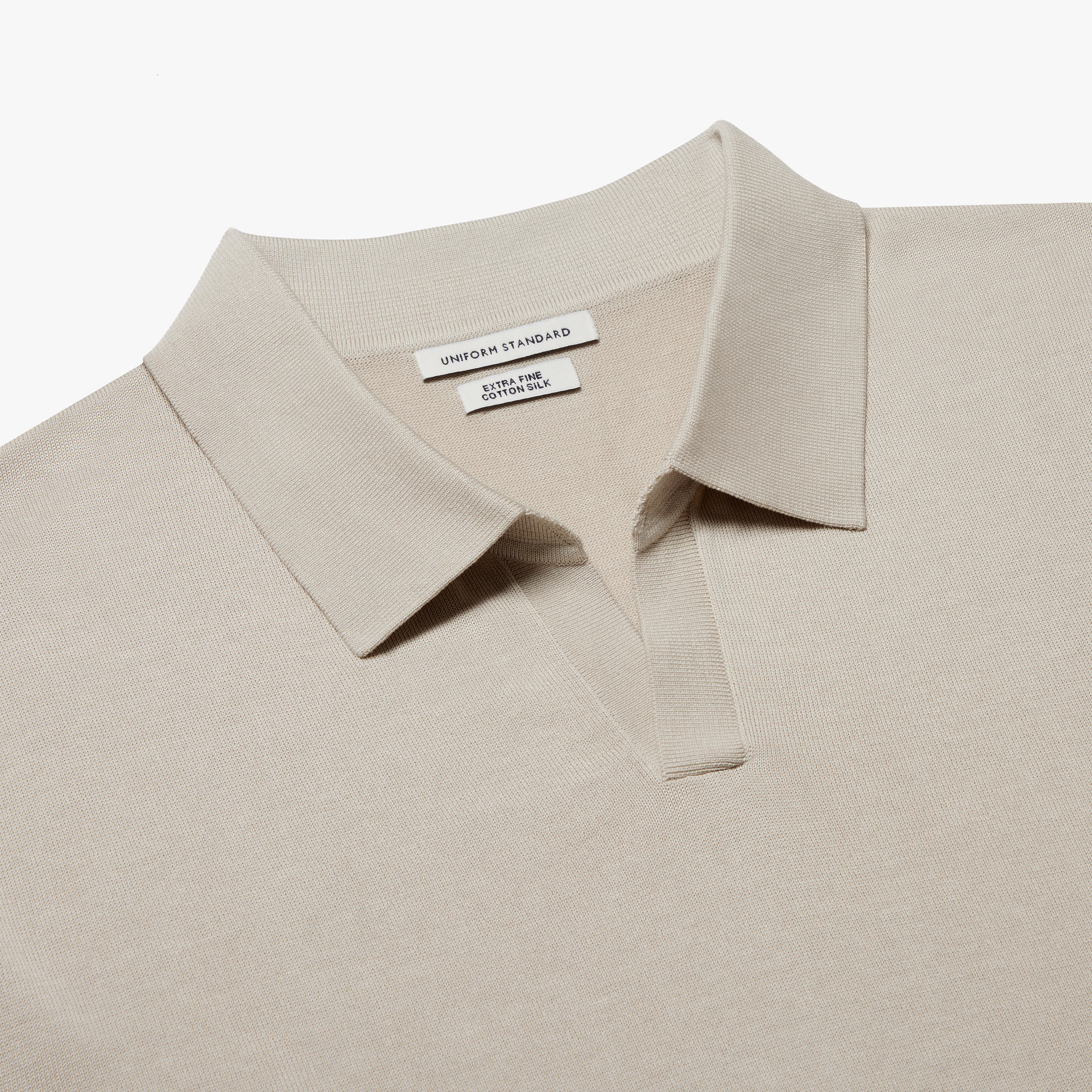 Cotton Silk Relaxed Polo Oyster Mens