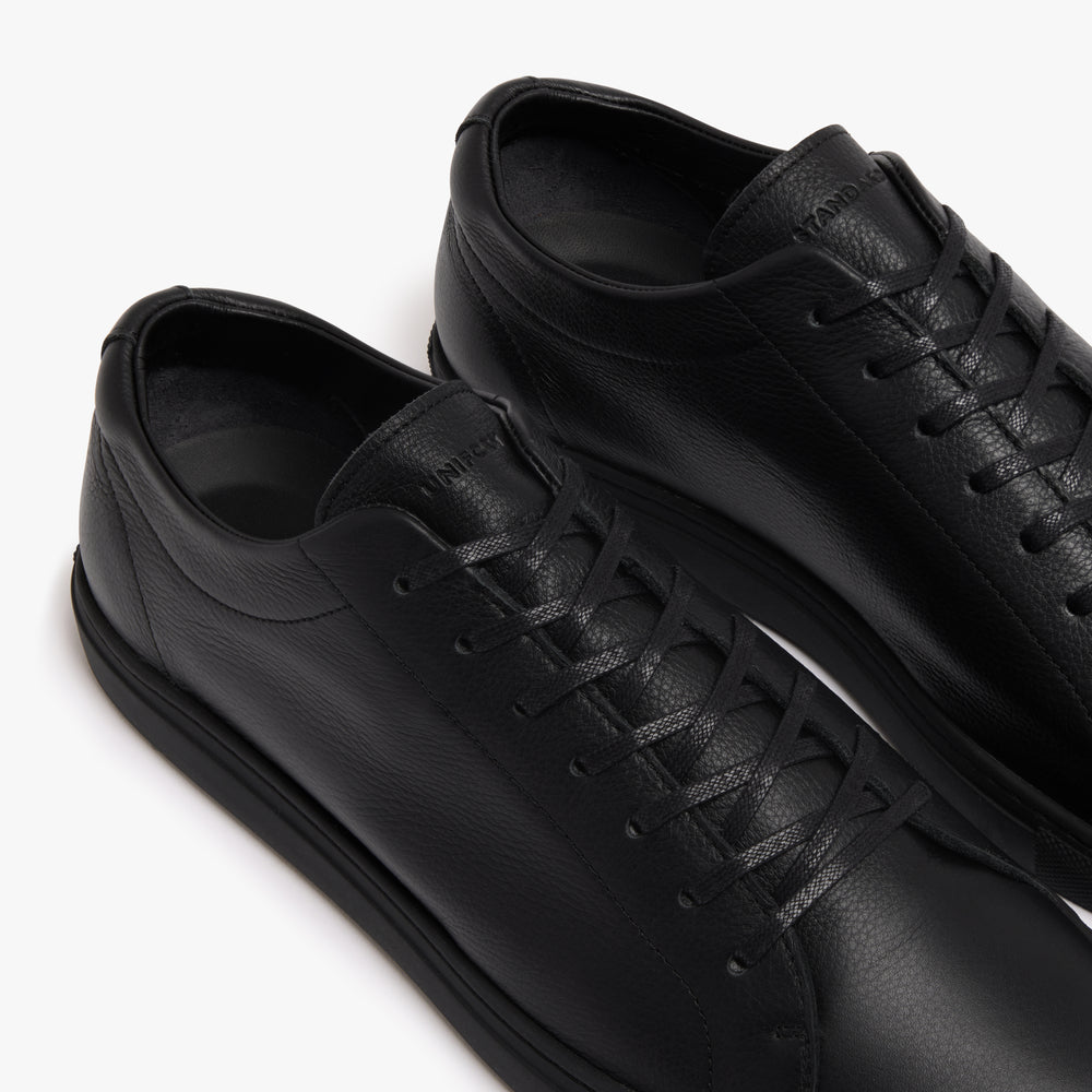 Uniform Standard Triple Black Leather sneaker flat lay