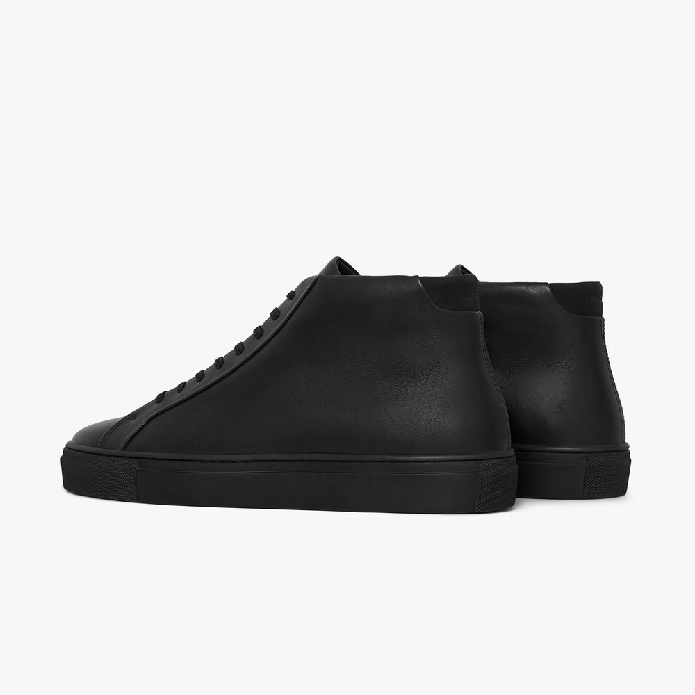 Uniform Standard Men's Series 4 mid top minimalist leather sneaker in Black handcrafted in Portugal