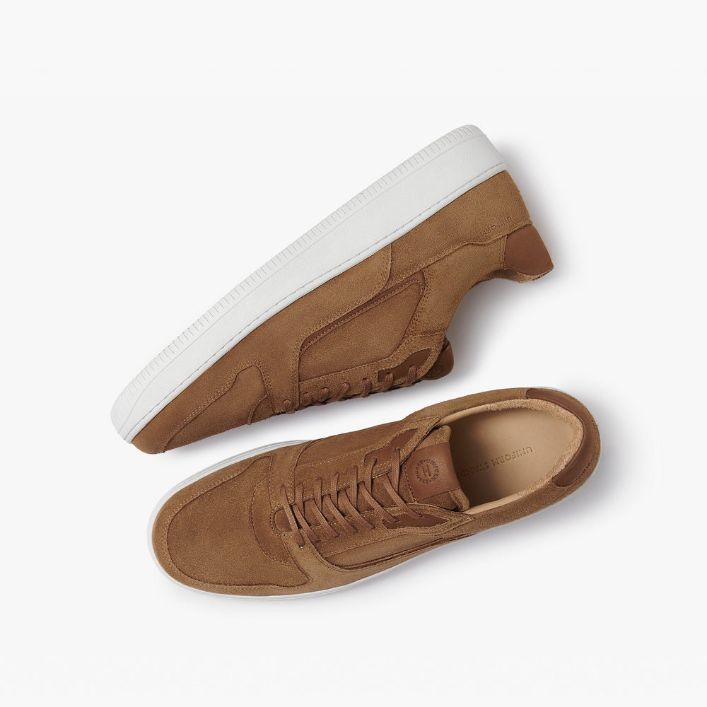 Uniform Standard Men's Series 5 minimalist suede sneaker in Brown handcrafted in Portugal