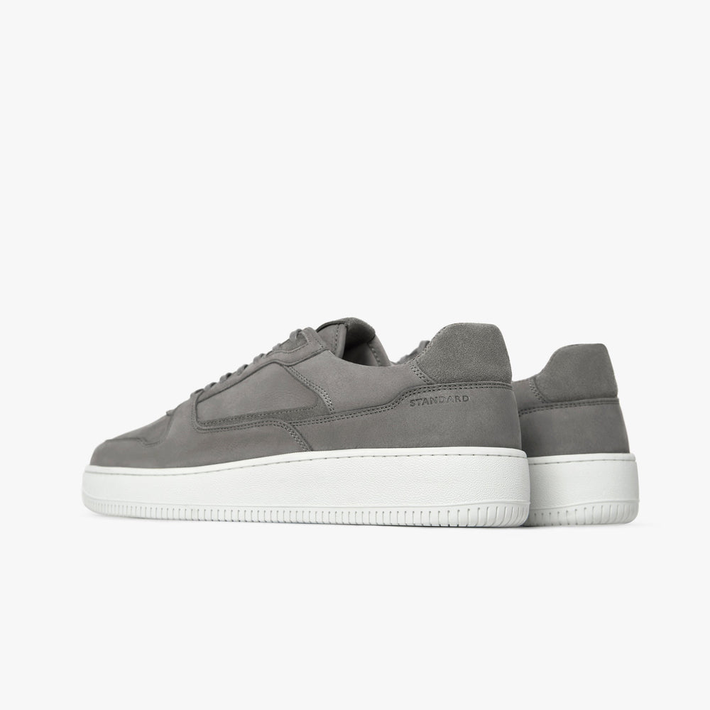 Uniform Standard Men's Series 5 minimalist nubuck leather sneaker in Grey handcrafted in Portugal