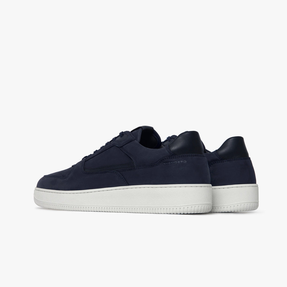 Uniform Standard Men's Series 5 minimalist nubuck leather sneaker in Blue handcrafted in Portugal