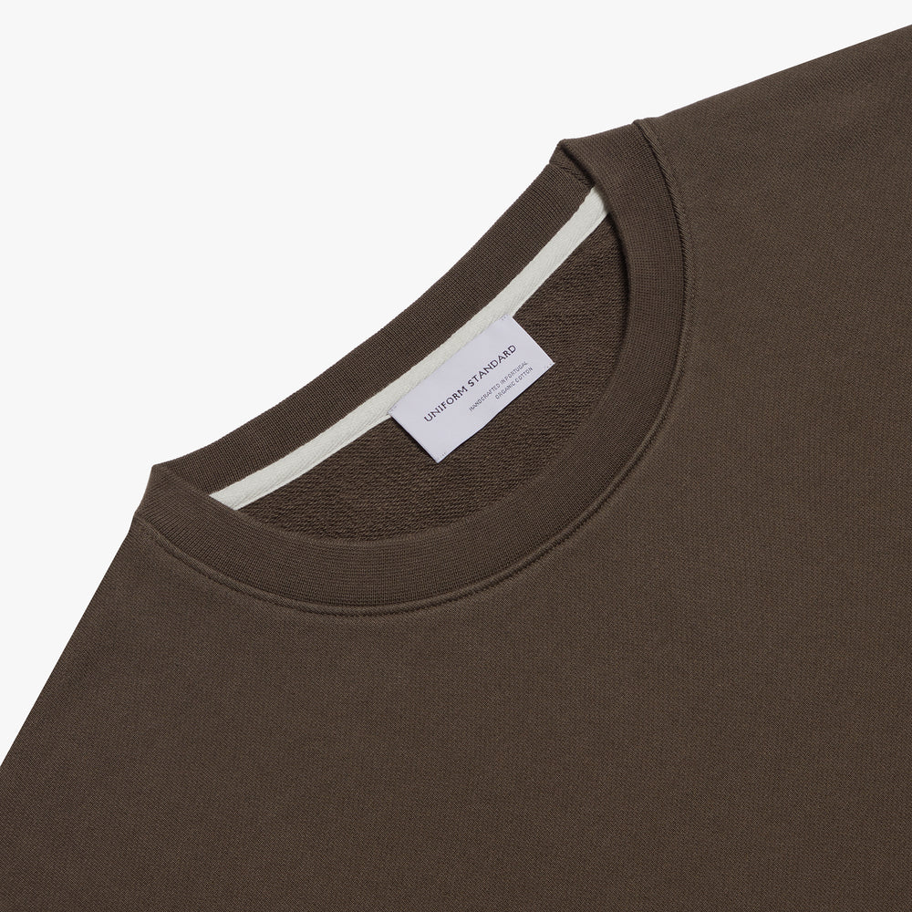 Uniform Standard Men's minimalist sweatshirt in Brown designed in East London